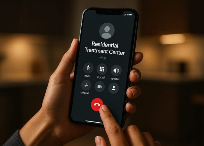 Person hanging up on a residential treatment center