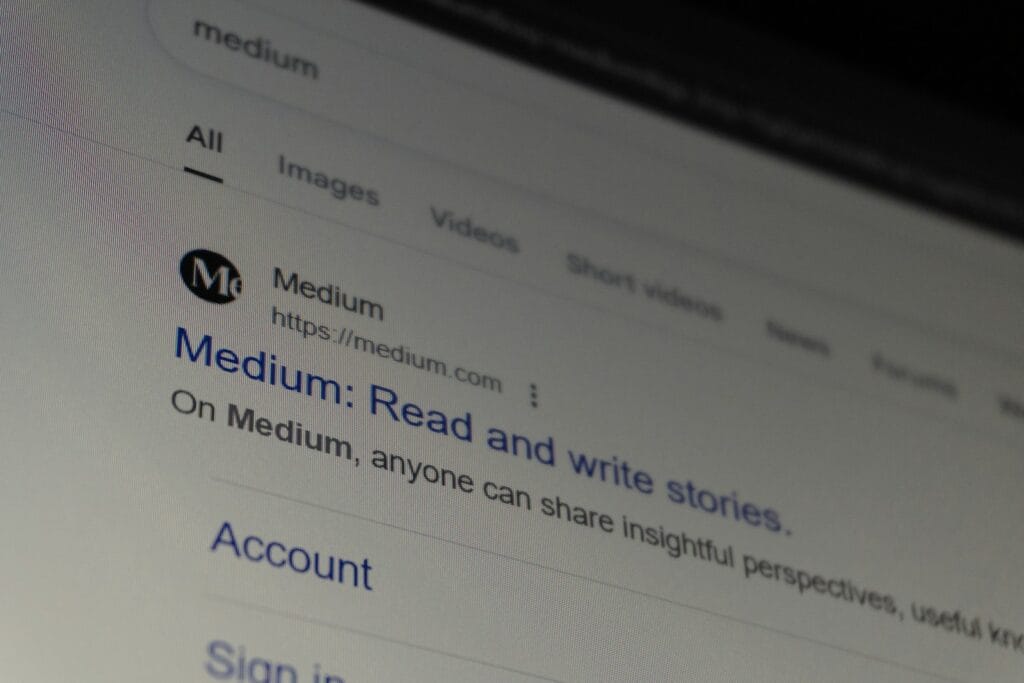Photo by Zulfugar Karimov Screenshot of the medium website search results page