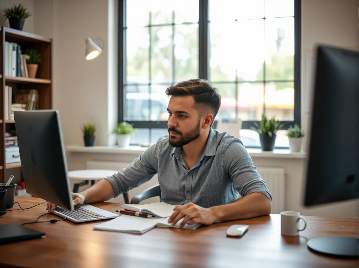residential treatment center employee working on computer
